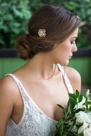 Picture of Gilded Flower Hair Pin with Crystal Center